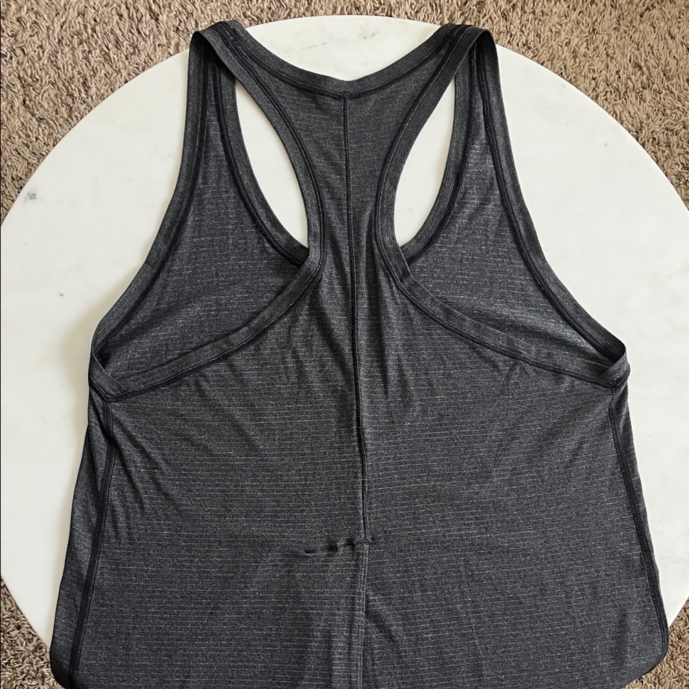 Lululemon Athletica Tank Top Size 8 Charcoal Striped Racerback Split Back - Picture 6 of 11